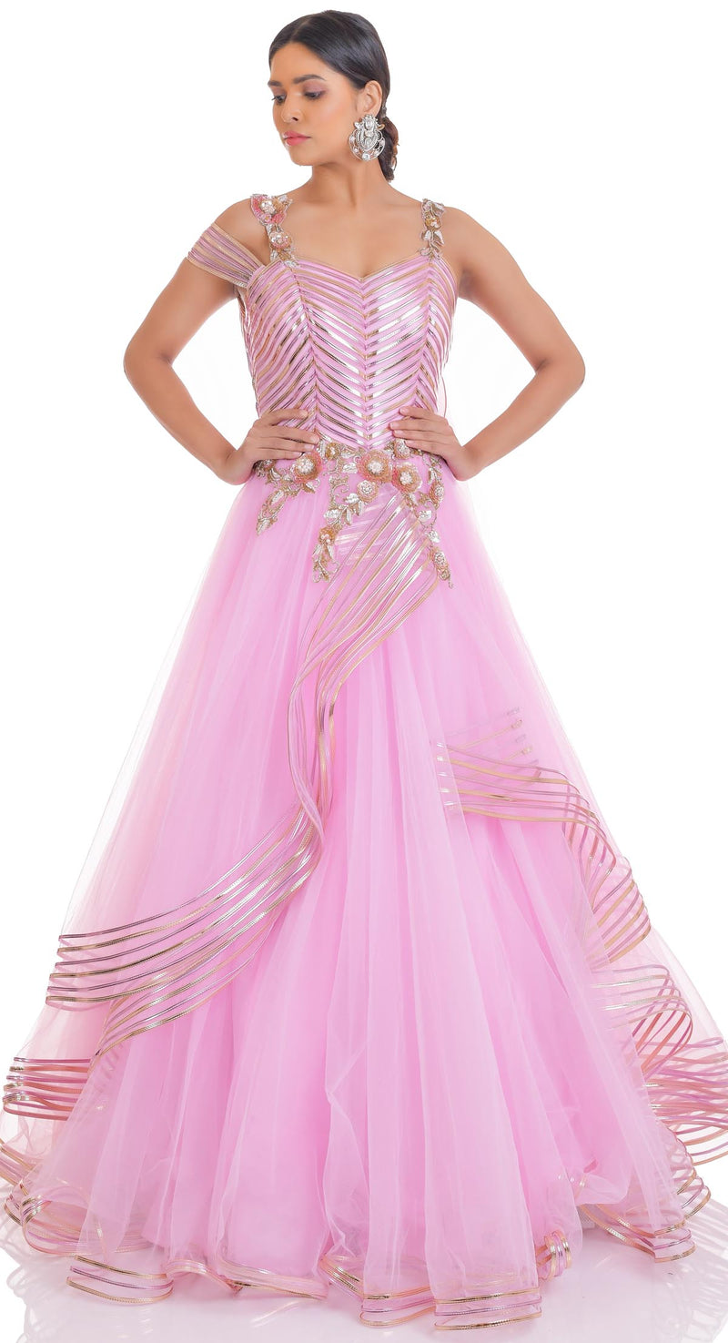Buy One Knot One Embellished & Embroidered Gown Dress | Pink Color Women |  AJIO LUXE